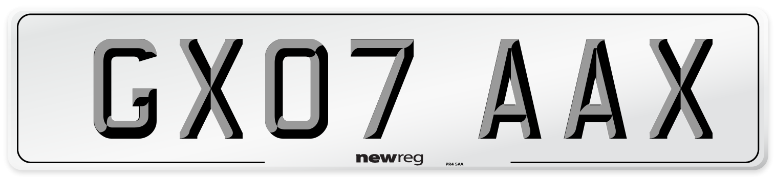 GX07 AAX Number Plate from New Reg